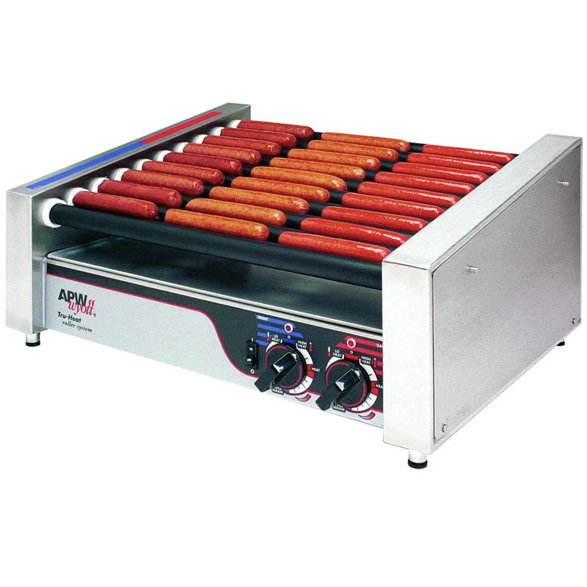 APW Wyott HR-31 23" HotRod Hot Dog Grill w/ Infinite Controls, 11 Chrome Surface Rollers