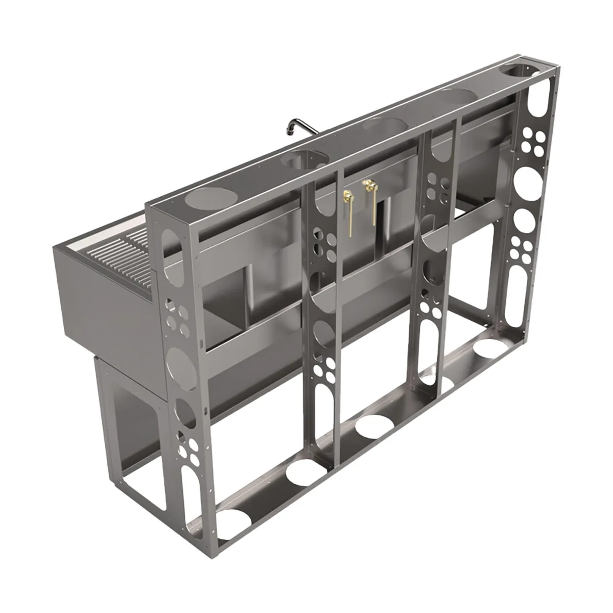 BK Resources UBDW-18-360TS Underbar Sink Units, 3 Compartment with 2 Drainboards