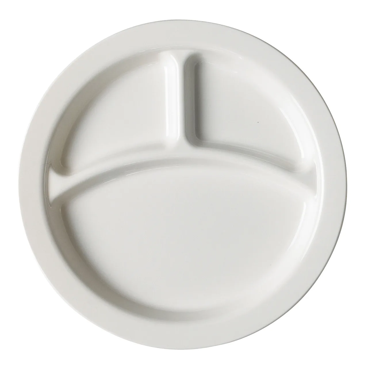 Cambro 93CW148 Plate, 9" Diameter 3‑Compartment White Polycarbonate, NSF‑Listed, Scratch‑Resistant
