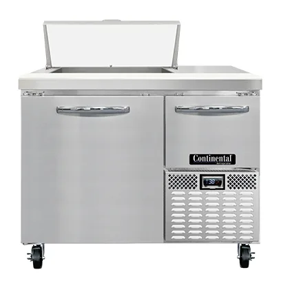 Continental Refrigerator RA43N6 43" 2-Door Sandwich and Salad Prep Table, 6 Pans, 300 Series Stainless Steel