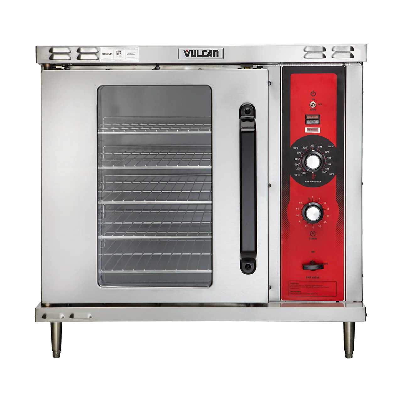Vulcan GCO2D Half Size Gas Convection Oven with Single Deck, Solid State Controls, 25.000 BTU