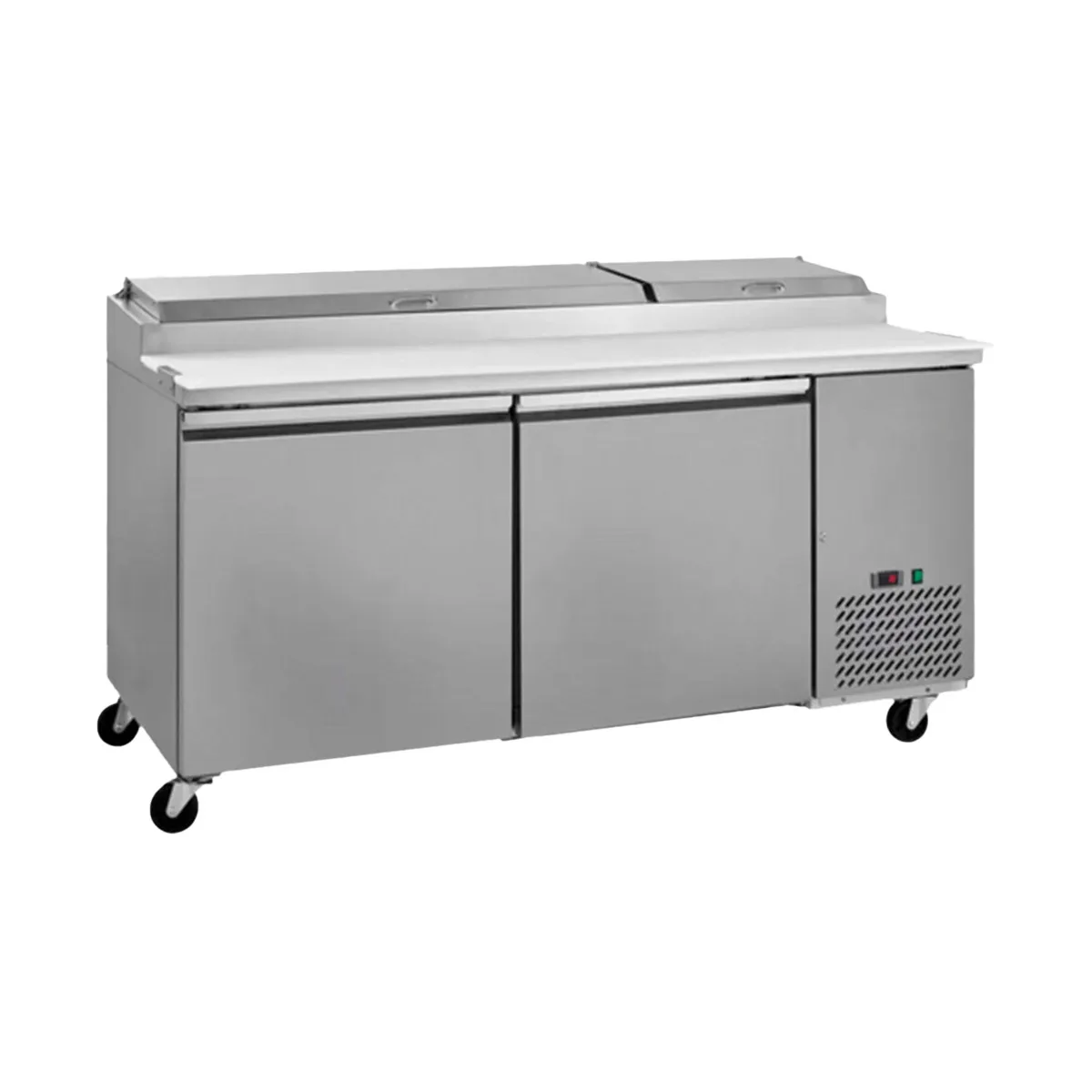Hurakan HKN-PZ71R2 E/S 71" Refrigerated Pizza Prep Table, 2-Door, 9 X 1/3 Pans Capacity