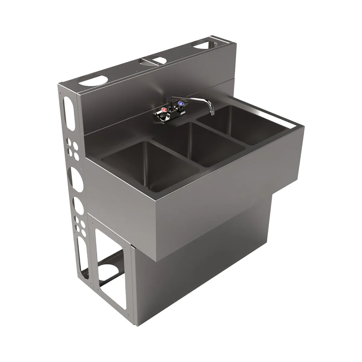 BK Resources UBDW-18-336S Underbar Sink Units, 3 Compartment without Drainboard