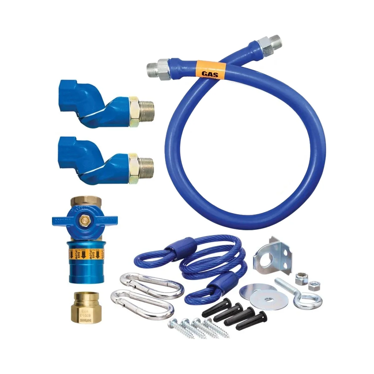 Dormont 1650KITCF2S48 Deluxe Safety Quik 48" Gas Connector Kit, Two Swivels, Restraining Cable