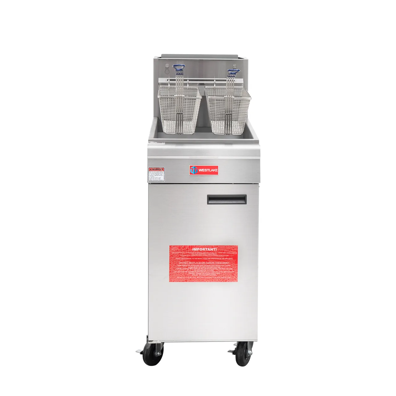 Westlake GF120 16" Full-Pot Floor Model Commercial Gas Deep Fryer, 21.3-25L Capacity, 120.000 BTU/hr