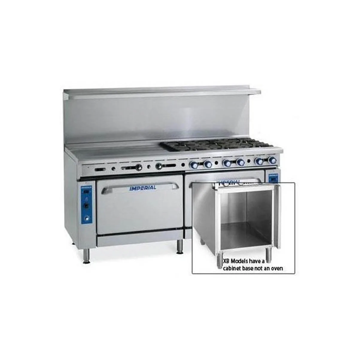 Imperial IR-6-G24-XB 60" Gas Restaurant Range w/ (6) Open Burners, 24" Griddle, (1) Standard Oven, (1) Open Cabinet Base, 267.000 BTU