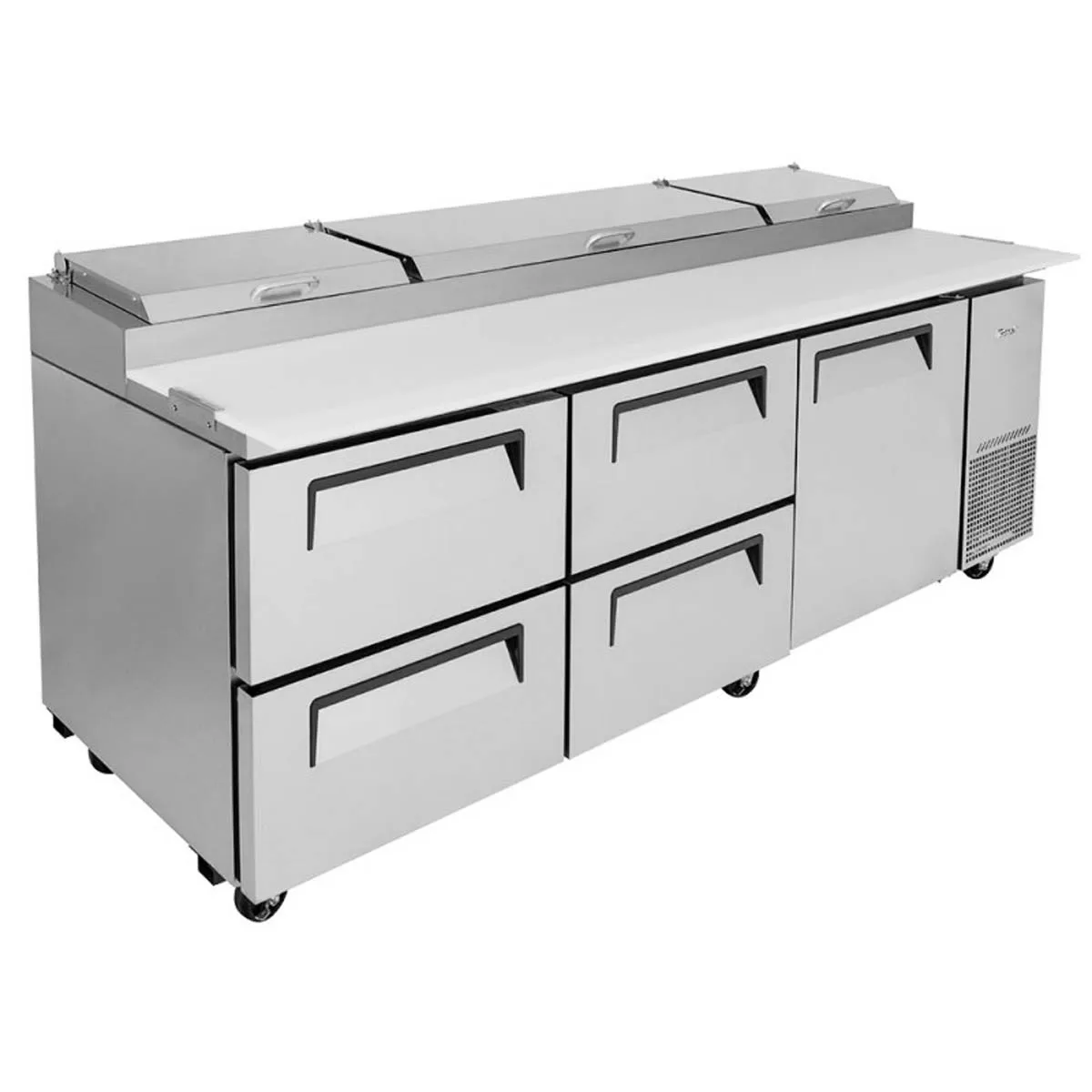 Turbo Air TPR-93SD-D4-N 93" Refrigerated Pizza Prep Table w/ 1 Door & 4 Drawers, 12 Pans