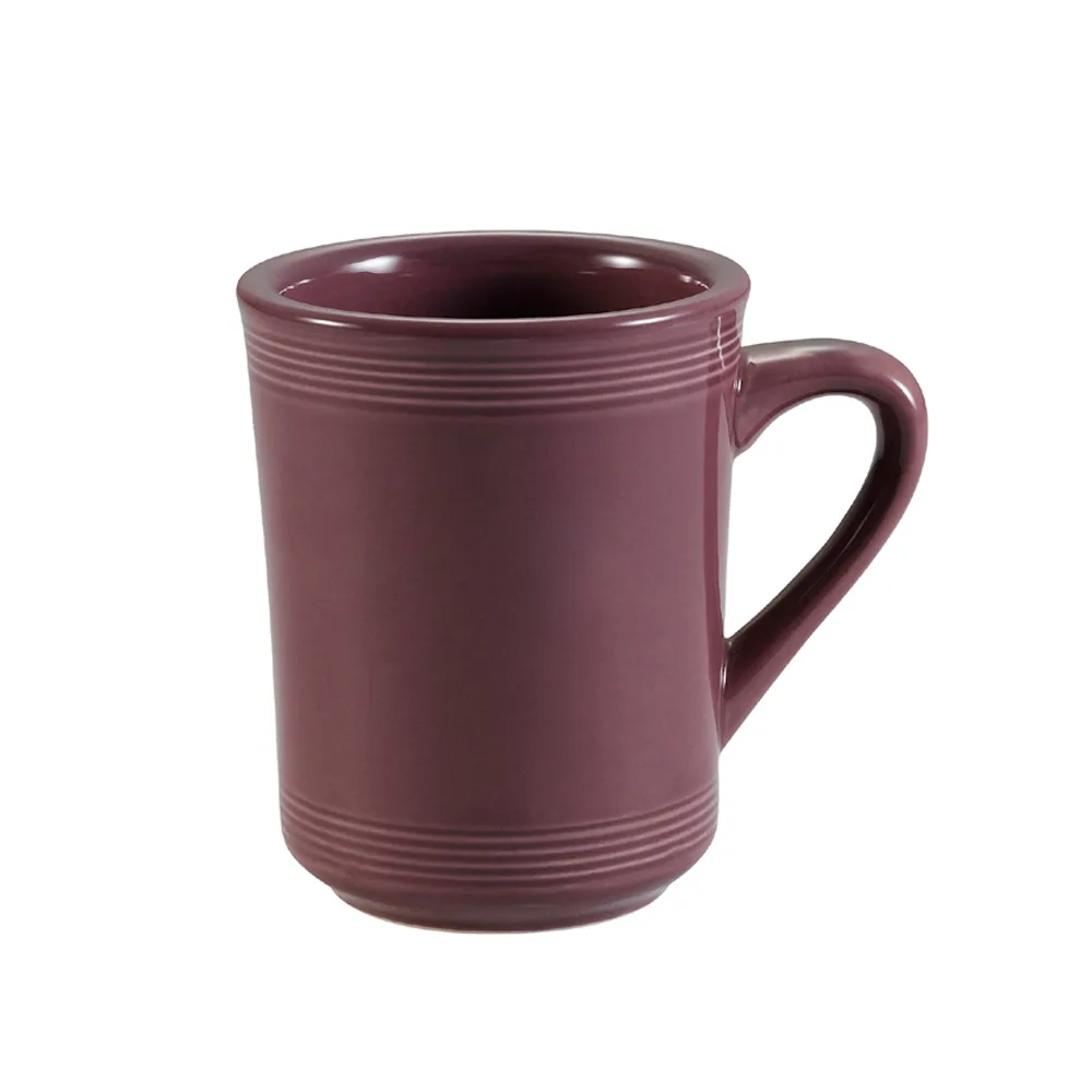 CAC China TG-17-PLM - Tango 8‑oz Plum Porcelain Mug, 3¼" Dia x 4" H, Embossed, Dishwasher Safe - 1 Dozen