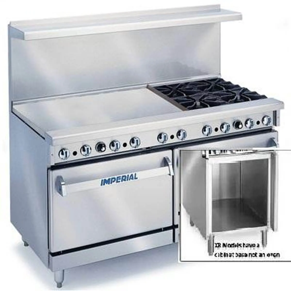 Imperial IR-4-G48-C-XB 72" Gas Restaurant Range w/ (4) Open Burners, (1) 48" Griddle, (1) Convection Oven, (1) Cabinet Base, 238.000 BTU