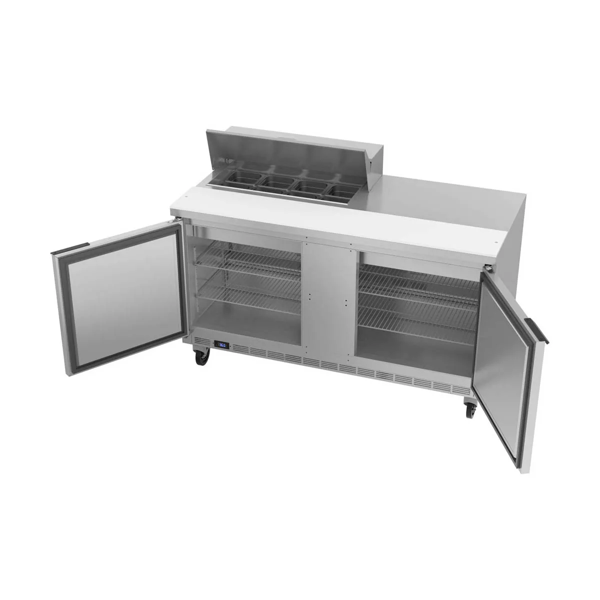 Beverage Air SPE60HC-08 60" Two Section Sandwich/Salad Prep Table w/ 2 Doors, 8 pans, 16 cu. ft.