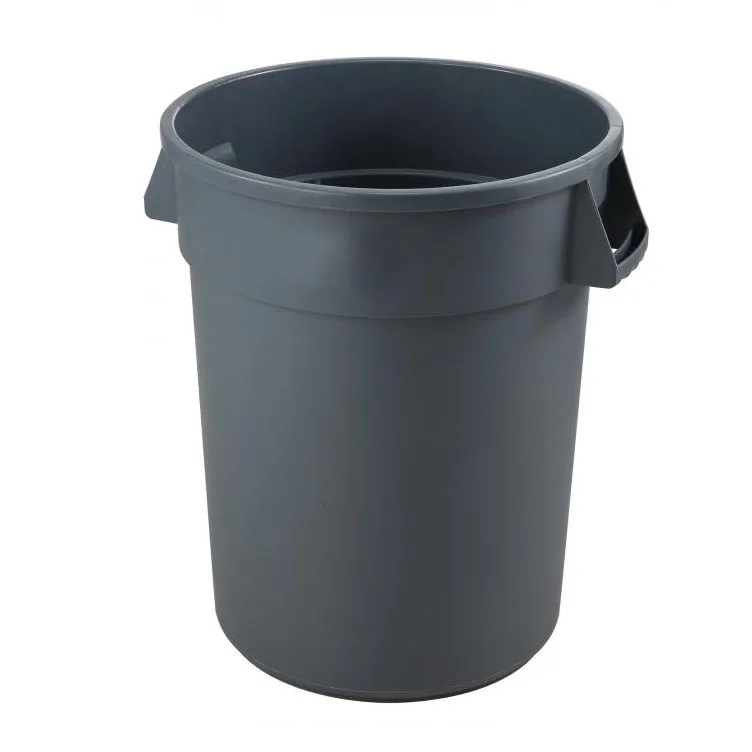 Omcan USA 80586 Heavy‑Duty Trash Can, 32‑Gallon, 21.92" Diameter x 27.28" H, Gray Polyethylene
