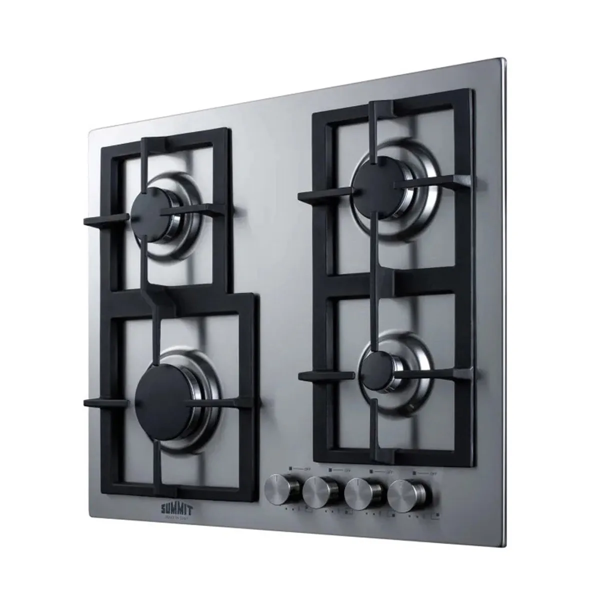 Summit GCJ4SSLP 24" Built-In LP Gas Cooktop/Hotplate with (4) Burners, Stainless Steel Surface, 25.400 BTU