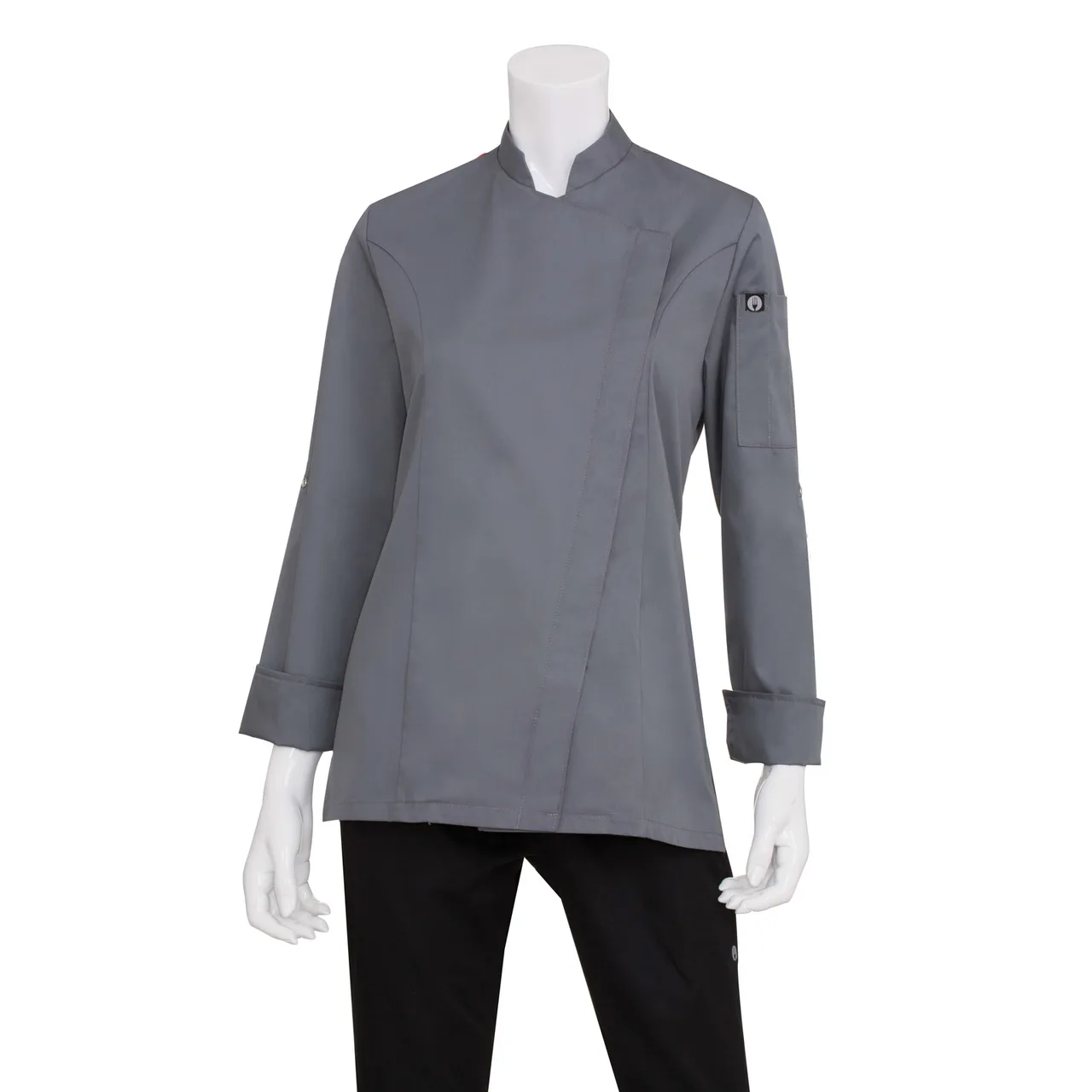 Chef Works BCWMC007-GRY-L Women'S Lansing Chef Coat, Large, Gray, Cotton/Poly Twill - 1/Box