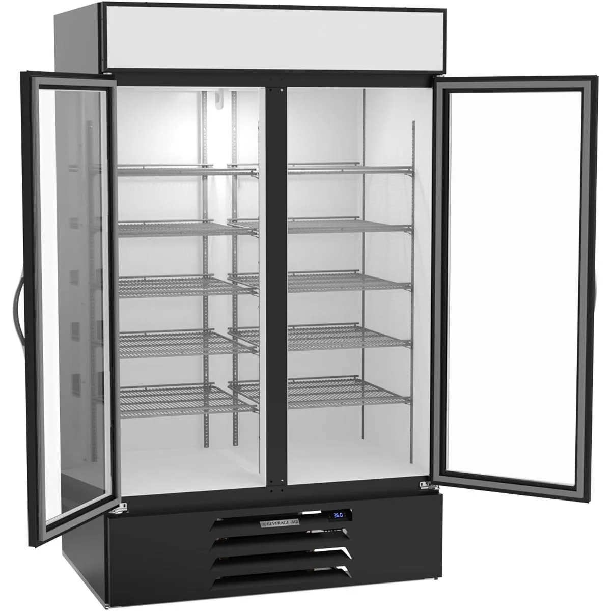 Beverage Air MMR44HC-1-B-IQ 47" Two Glass Door Merchandiser Refrigerator in Black, 40 cu. ft.