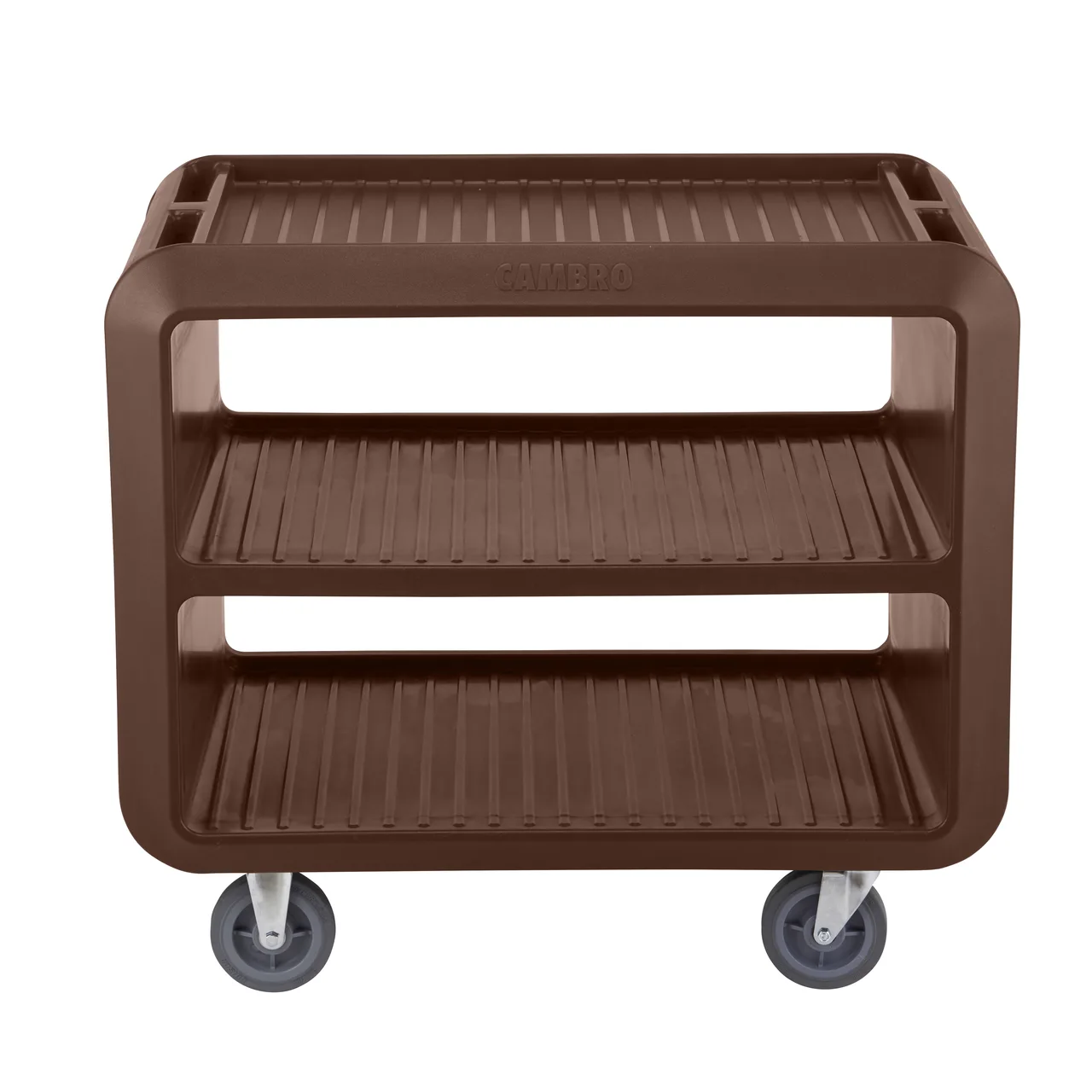 Cambro SC337S131 Dark Brown Polyethylene Beverage / Service Cart Pro w/ 3 Shelves