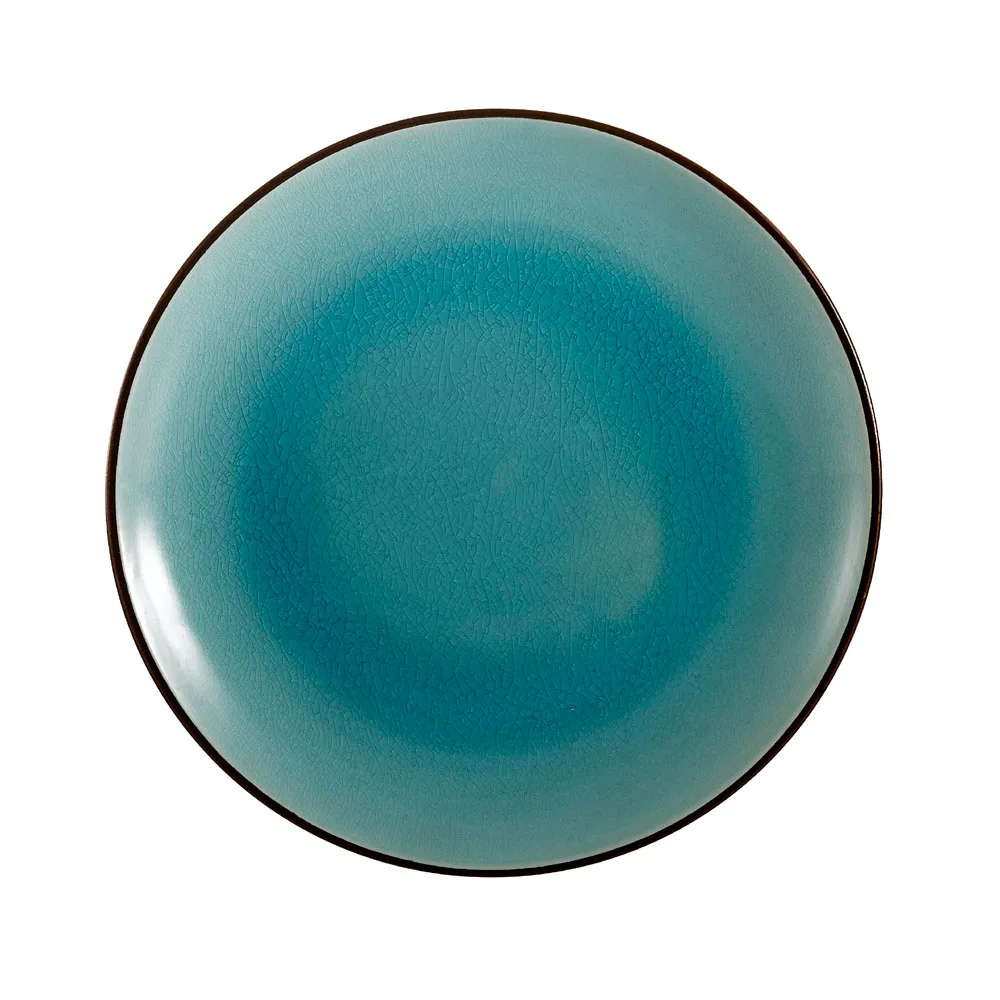 CACChina 666-16-BLU Japanese Plate, 10" Dia x 1-1/4" H, Round, Ceramic, Blue Glaze - Dozen