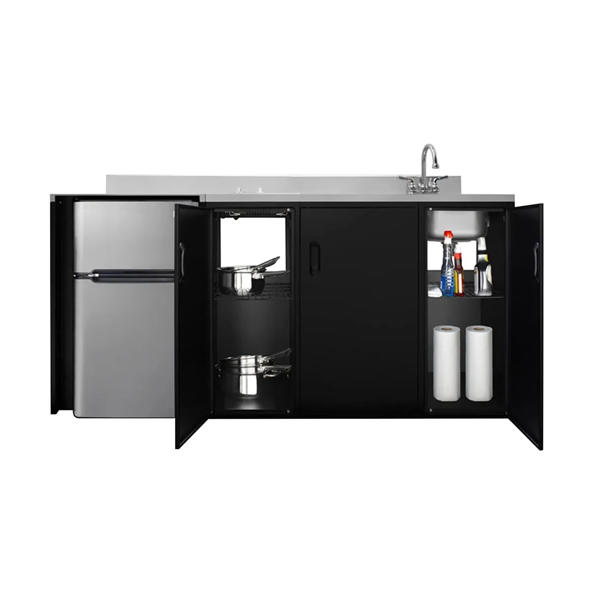 Summit CK72ADASINKR All-In-One Kitchenette, 71.75"W X 23.75"D X 34"H