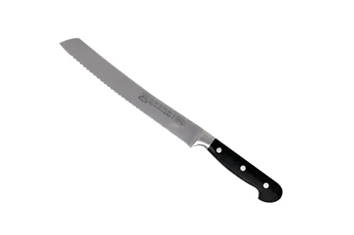 Omcan USA 24860 - 9" Forged Wave Slicer Knife, Black Plastic Handle, Precision Cutting Blade