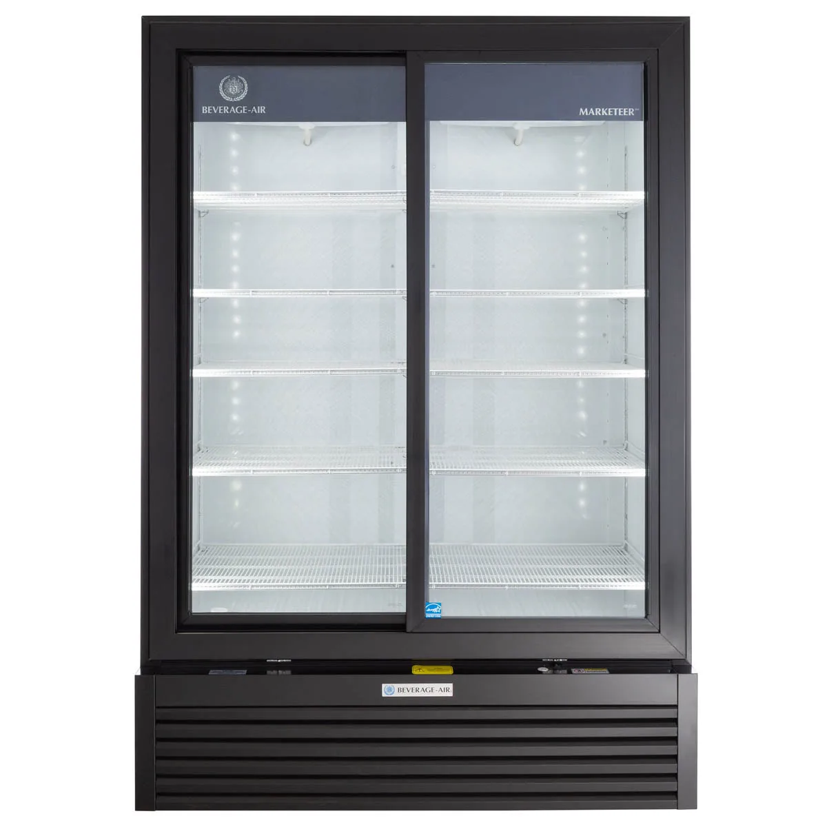 Beverage Air MT53-1-SDB 54" 2-Section Marketeer Glass Door Merchandiser in Black, 41.66 cu. ft.
