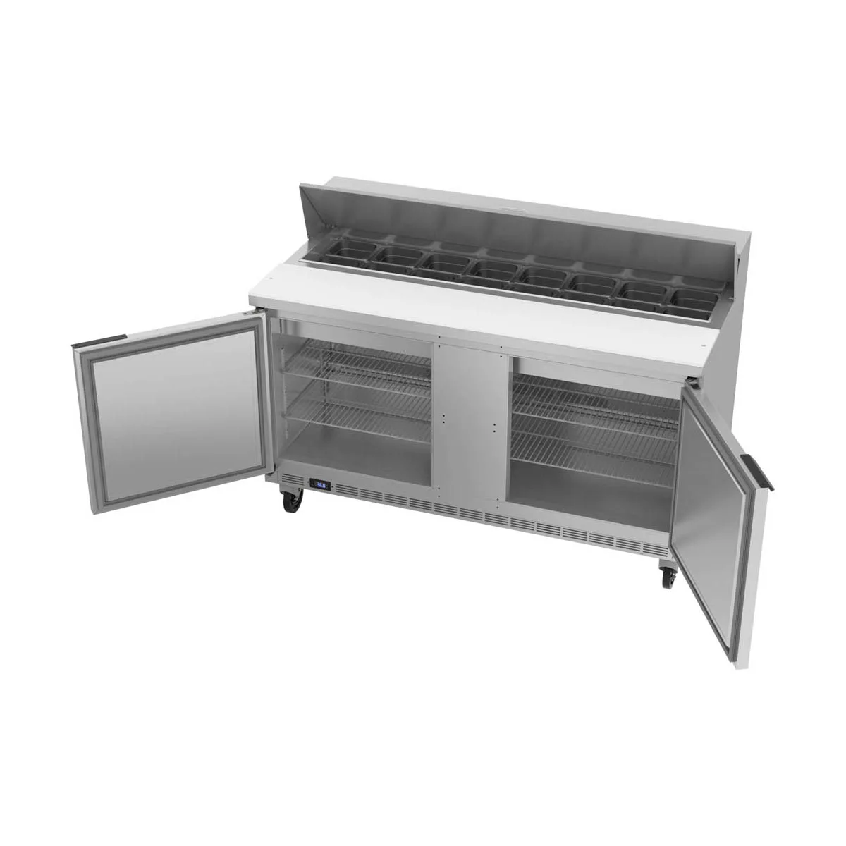 Beverage Air SPE60HC-16 60" Two Section Sandwich/Salad Prep Table w/ 2 Doors, 16 pans, 16 cu. ft.
