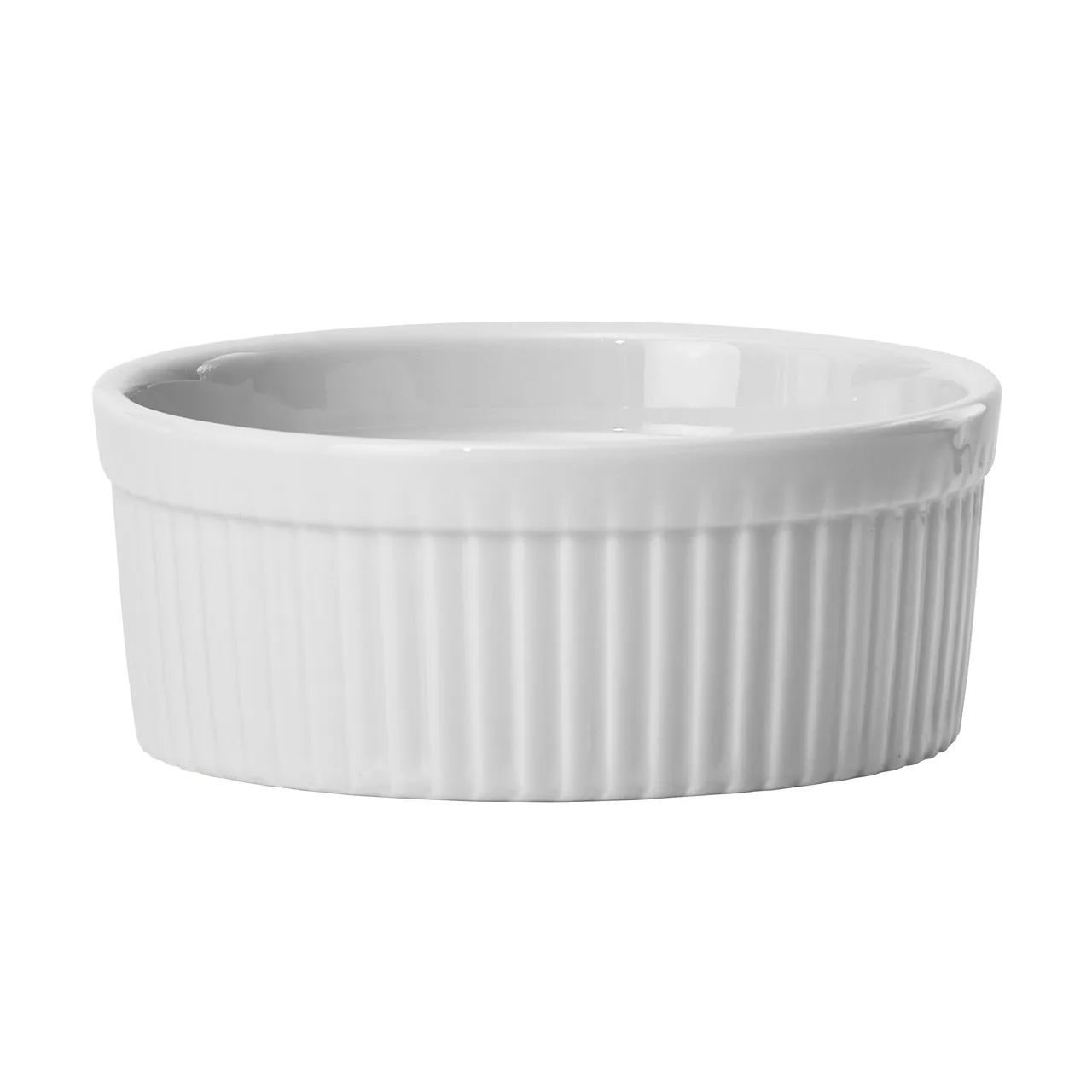 Winco FRR-10 Fluted Porcelain Ramekin, 10 oz (4.25" × 1.75"), Round White, - 1 Dozen