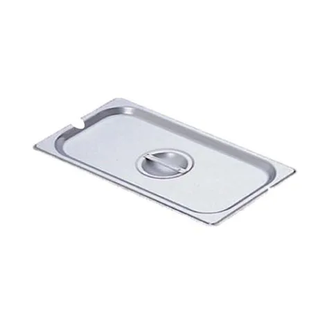 Omcan USA 80271 Stainless Steel 1/3-Size Slotted Steam Table Pan Cover with Handle NSF, No Hinge