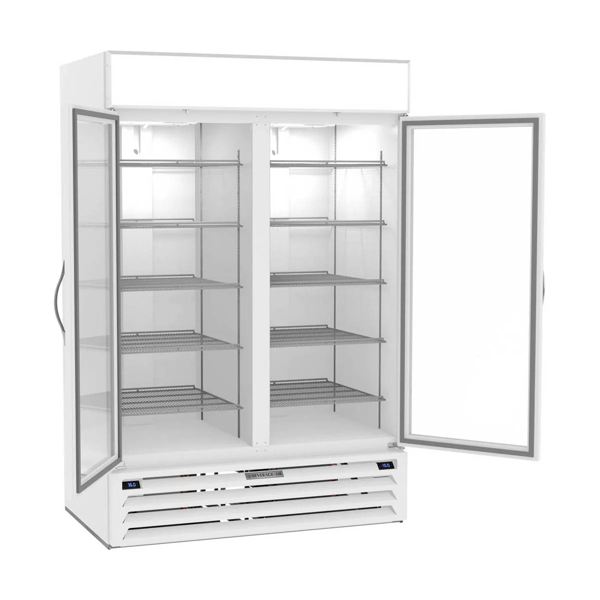 Beverage Air MMRF49HC-1-A-WW 52" Glass Door Merchandiser, 21 cu ft Fridge & Freezer, White, LED Light