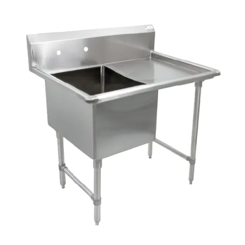 John Boos 1B16204-1D18R-X 38" One Compartment Sink, 16"W x 20"L Bowl With Right-Hand Drainboards