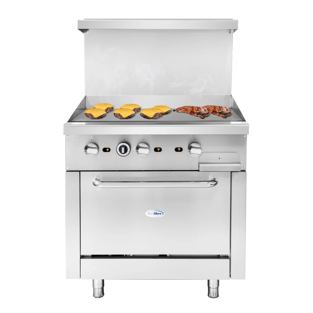 Koolmore KM-CRG36G-NG Commercial Range, 36"W, (3) 30, 000 Btu Open-Top Burners