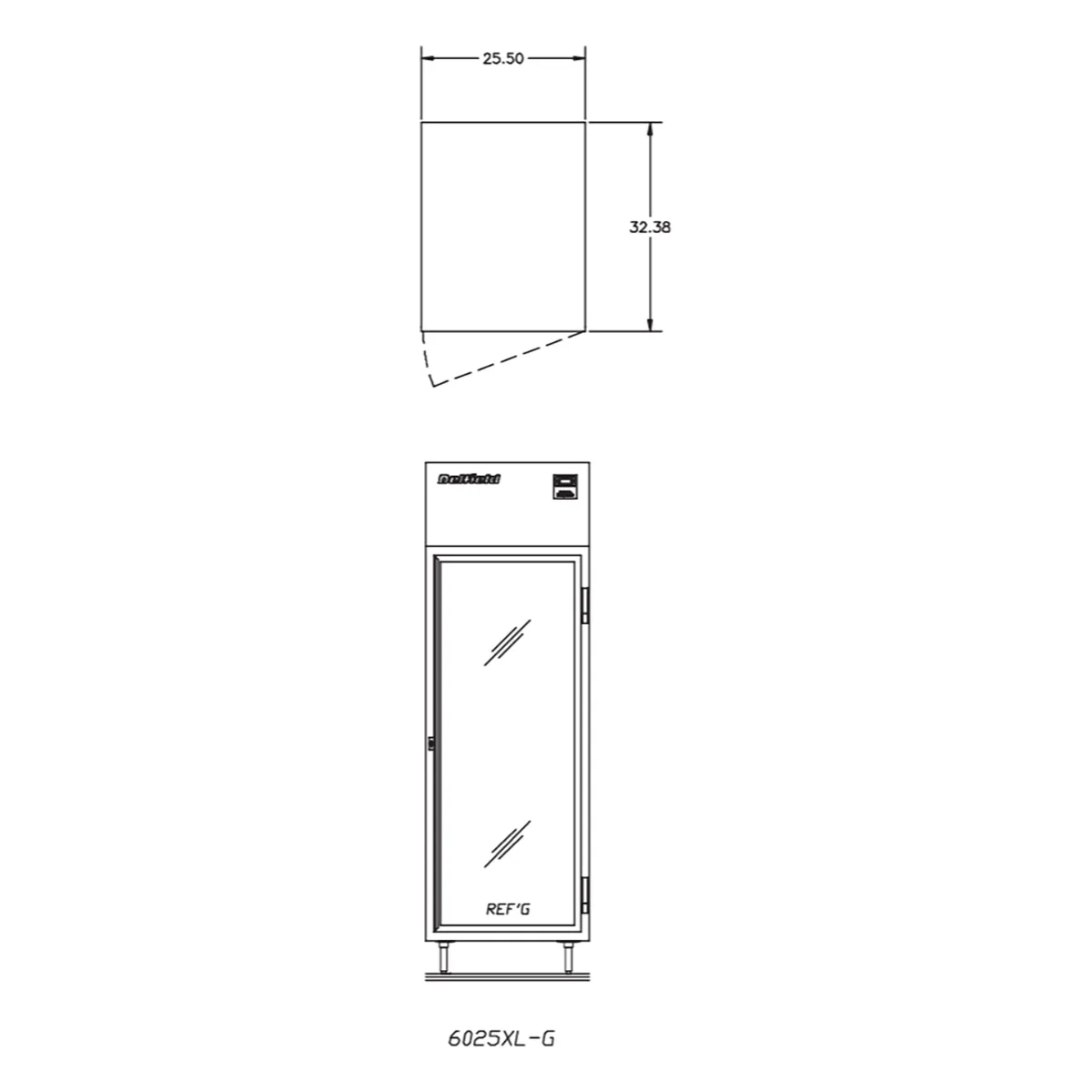 Delfield 6025XL-G 27" 1-Glass Door Reach-In Refrigerator, 15.1 cu. ft., Top Mounted