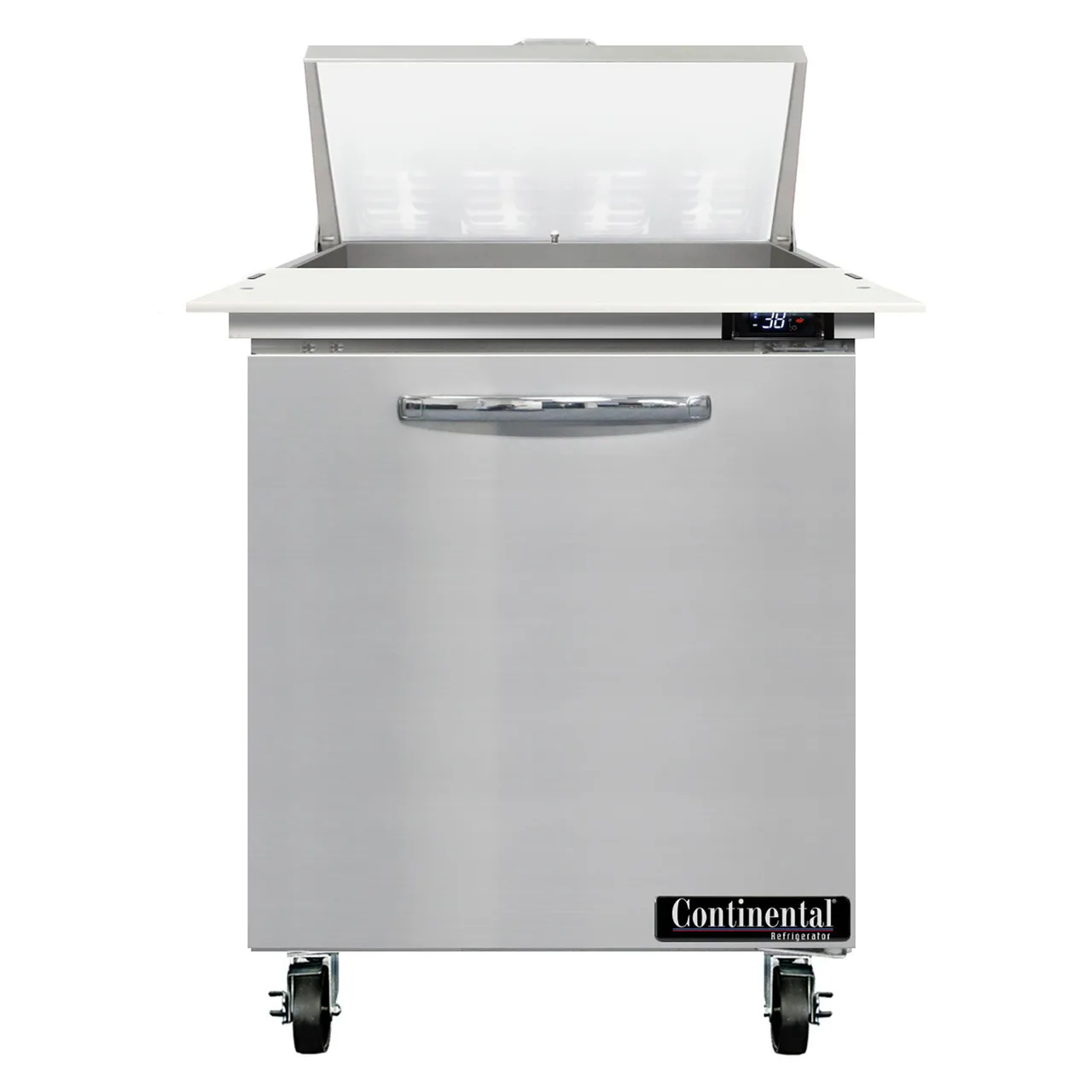 Continental Refrigerator SW27N8C 27" 1-Door Sandwich and Salad Prep Table, 8 Pans, Stainless Steel Exterior