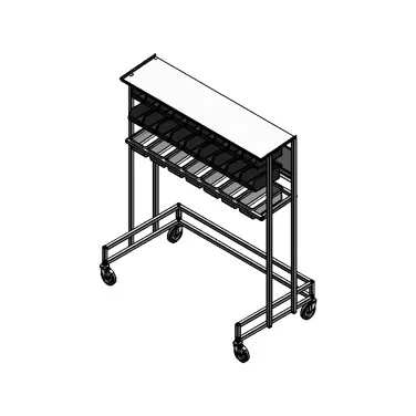 Lakeside DCD-2612 Tray Starter Station, 56.875W x 31.625D x 66H, Stainless Steel, 5 Swivel Casters