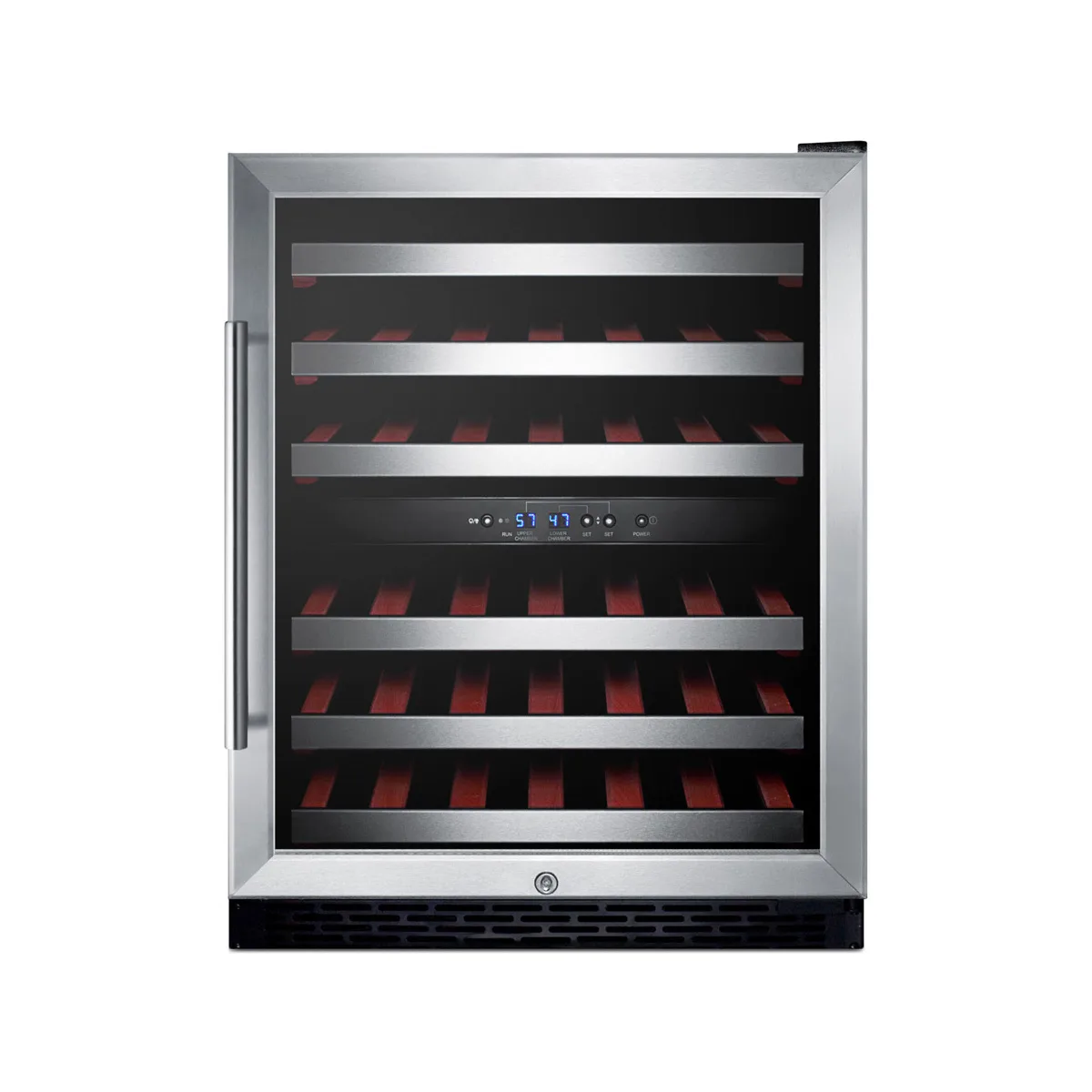 Summit SWC530BLBISTADA 24" Glass Door Wine Refrigerator, Dual Temperature, 36 Bottles