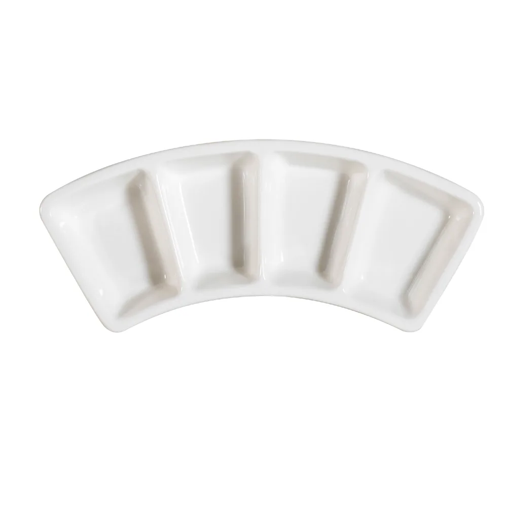 CAC China CN-4B8 Bone White Porcelain 4-Compartment Rectangle Dish 8-1/2" L x 3" W x 1" H - Dozen