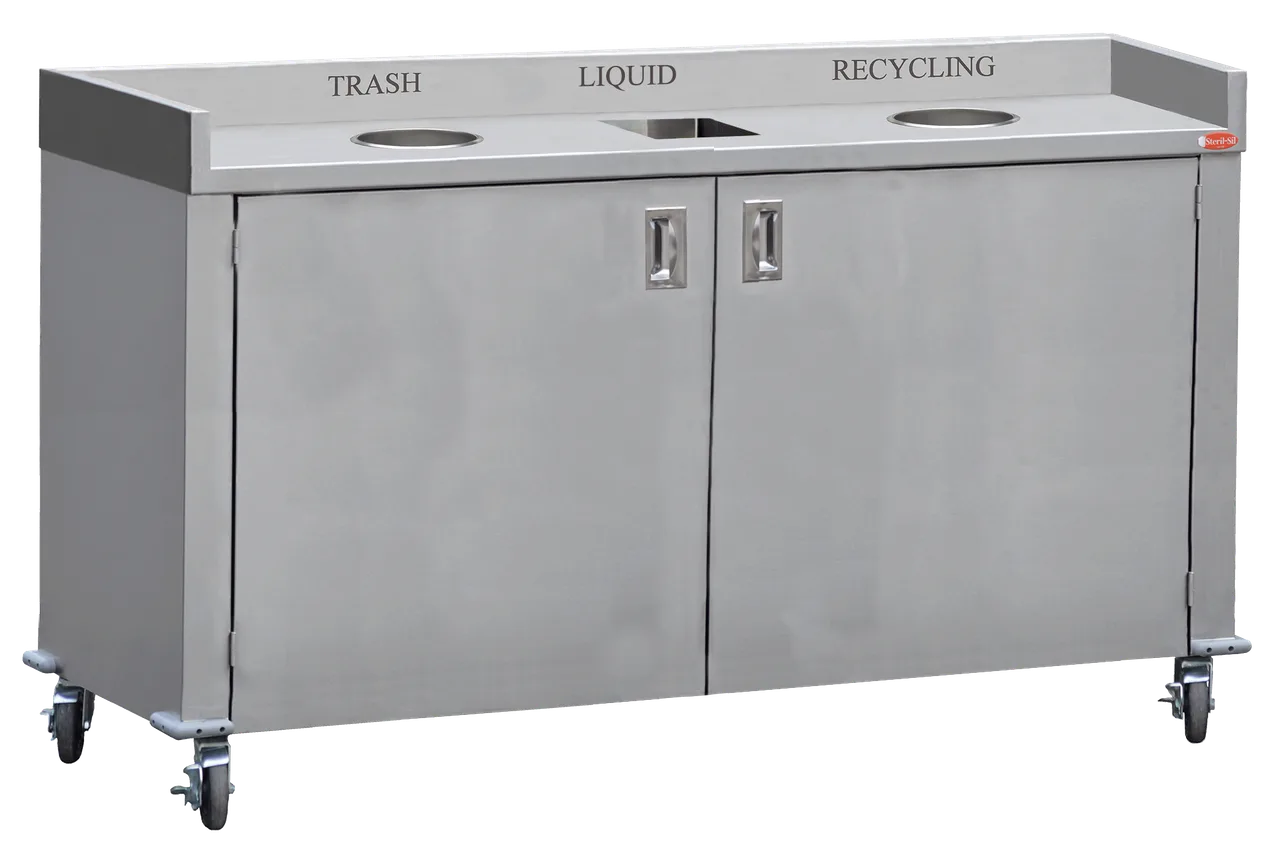 Steril-Sil MTC66-2-DMP Mobile Trash/Recycling Counter with Dump Basin