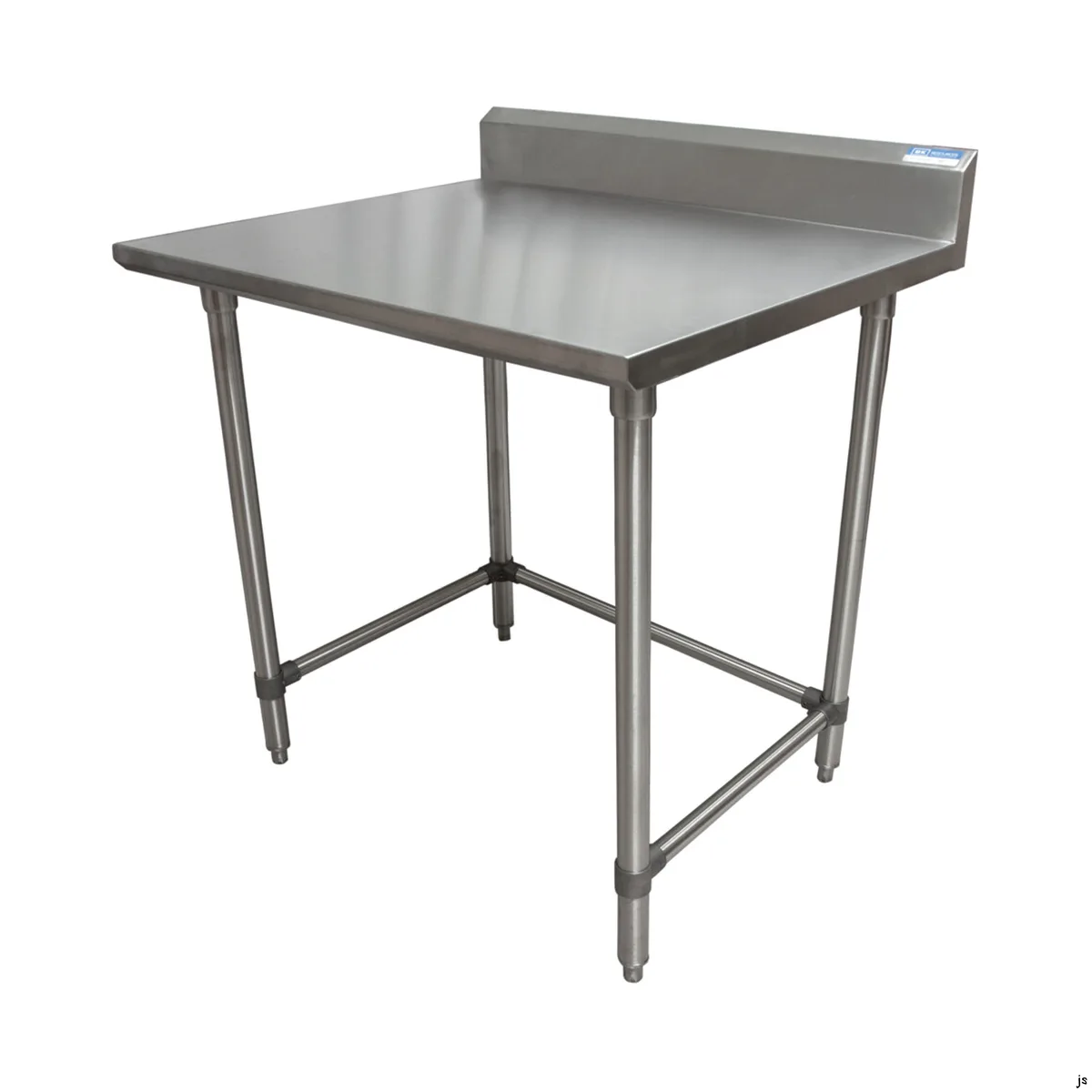 BK Resources CVTR5OB-3624 36" Open Base Work Table with Side & Rear Crossrails, 5" Backsplash / 16 G