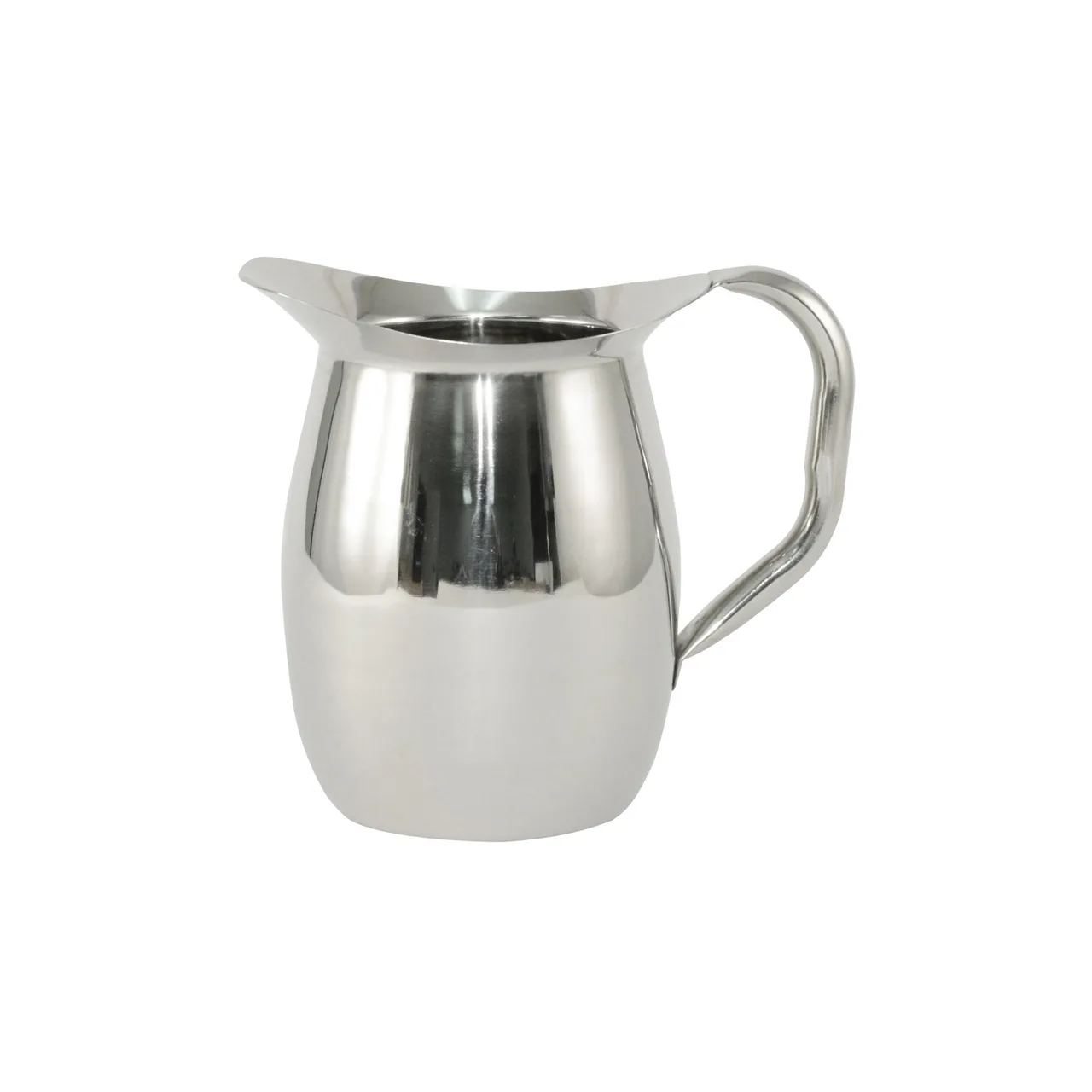 CAC China SWPB-2 Metal Pitcher, 2‑Quart (64‑95 oz) Bell‑Shaped Stainless Steel Pitcher with Handle
