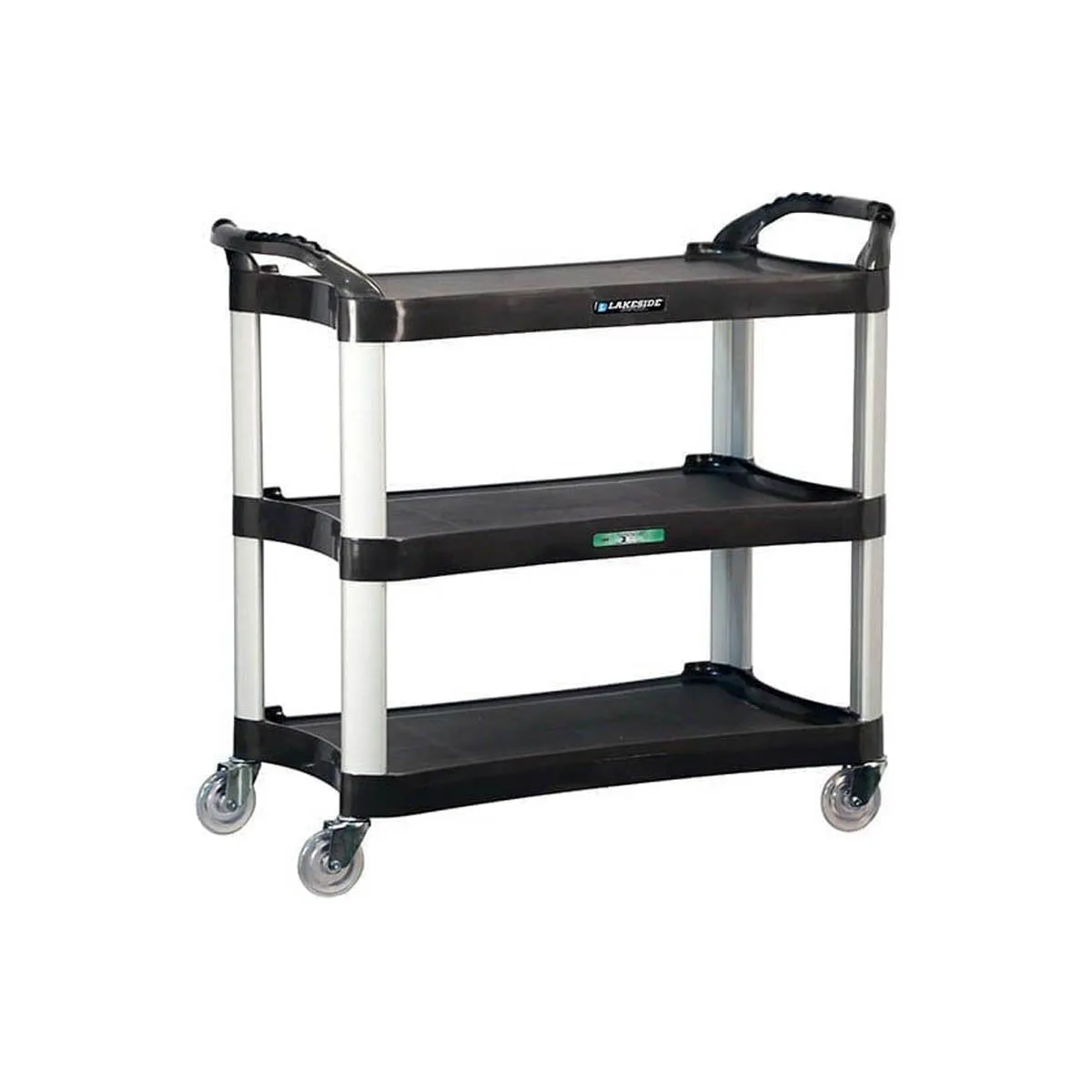 Lakeside 2512 Medium Duty Charcoal Plastic 3-Shelf Utility Cart - 20" x 42" x 37 1/2"