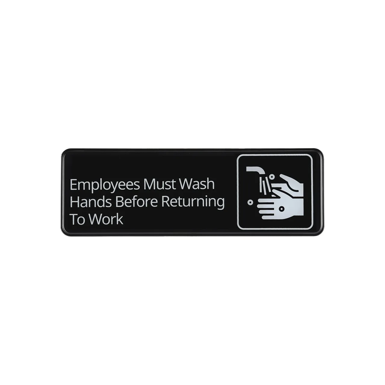 CAC China SCE3-WH23 Compliance Sign, 9" x 3" English Hand-Wash Message, Heavy-Duty Black Plastic