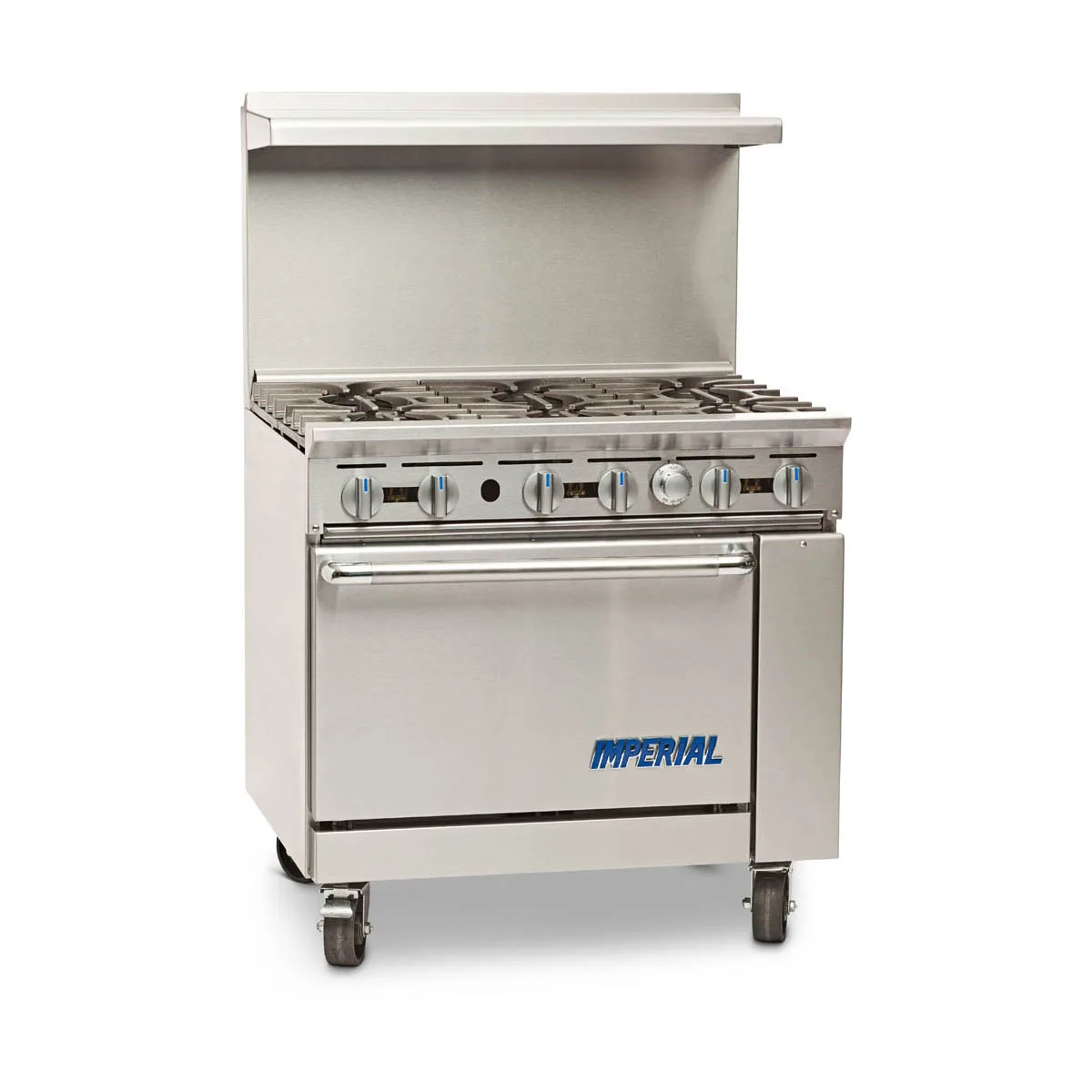 Imperial IR-6-C 36" Gas Restaurant Range w/ (6) Open Burners, (1) Convection Oven, 222.000 BTU