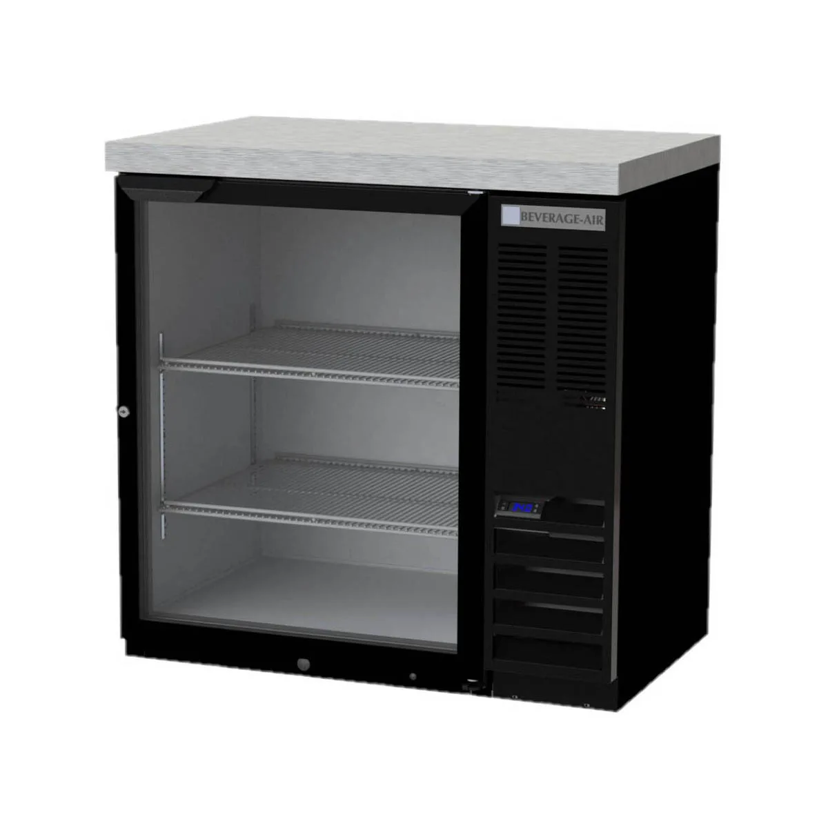 Beverage Air BB36HC-1-G-B-27 36" 1 Section Black Back Bar Cooler with Glass Door