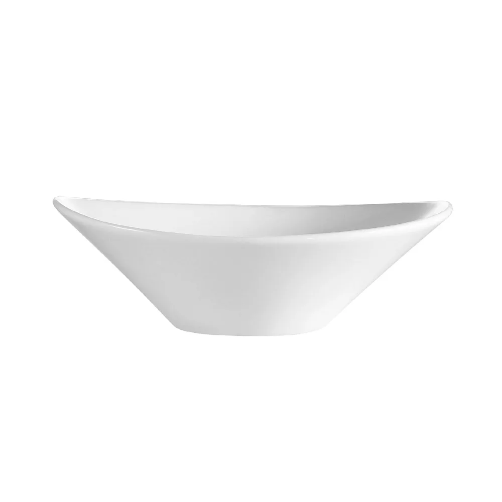 CAC China F-OV9 - 22 oz White Oval Salad Bowl 9" x 7¼" x 3" Porcelain Oven/Microwave Safe - 1 Dozen