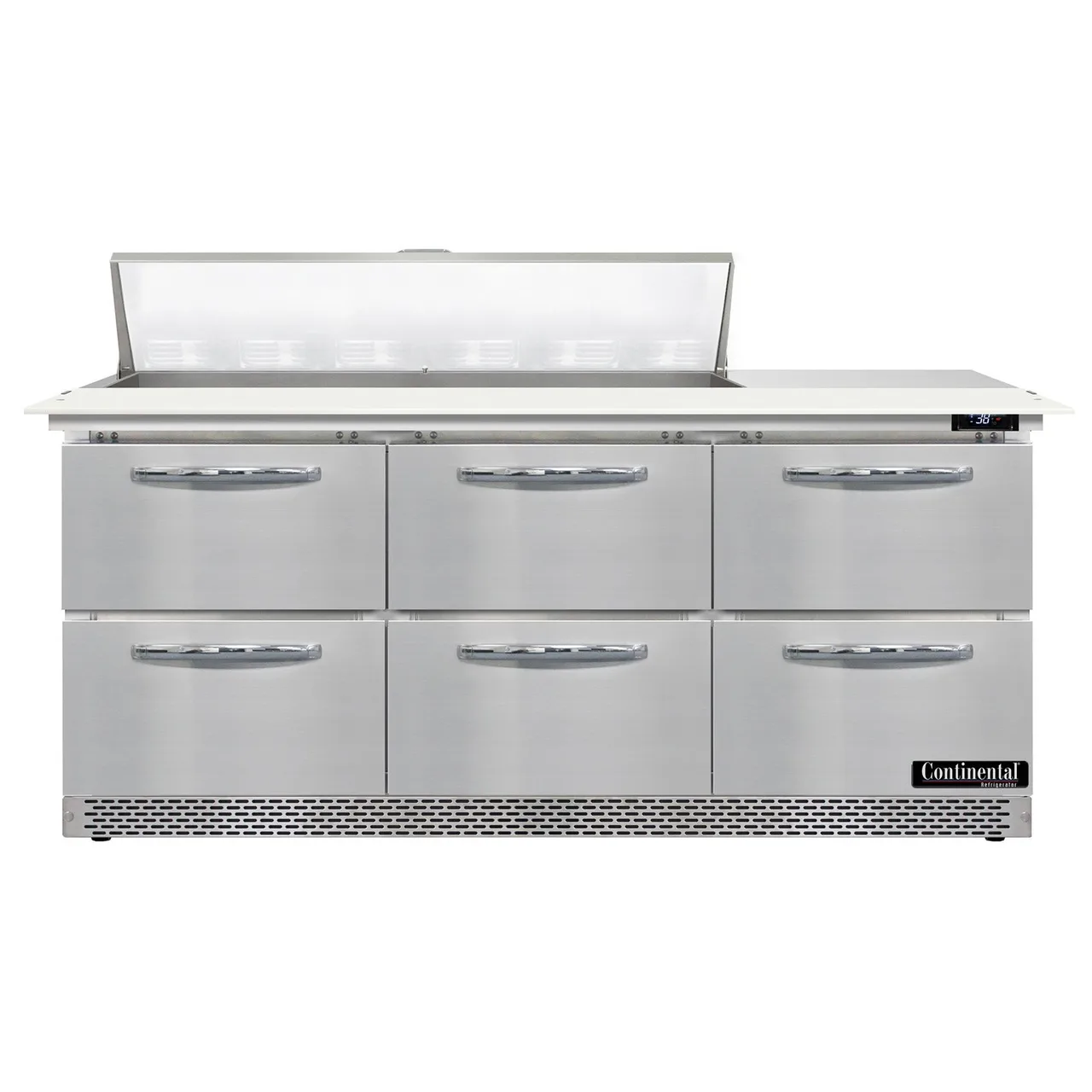 Continental Refrigerator D72N12C-FB-D 72" Sandwich / Salad Prep Table w/ 6 Drawers, 12 Pans
