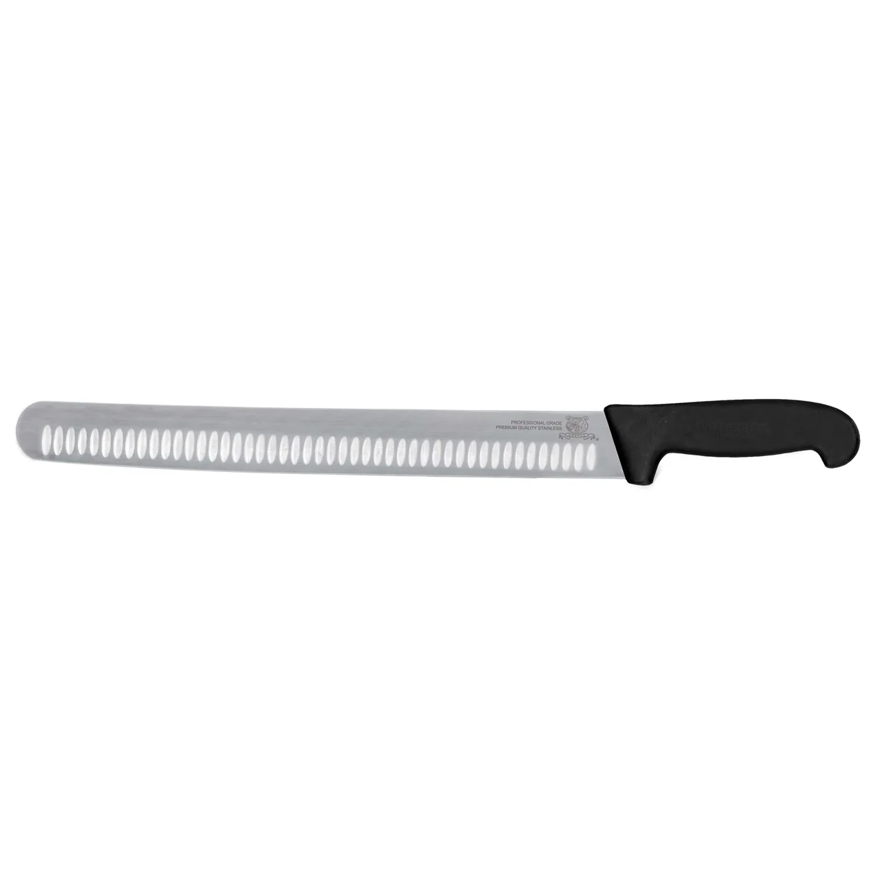 Omcan USA 18620 Slicing Knife, 14" Granton Edge Blade, Stamped, Super Fiber Black Handle