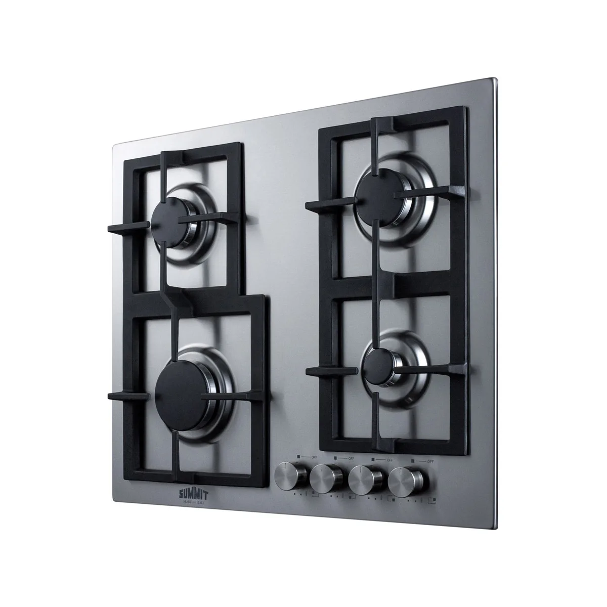 Summit GCJ4SS 24" Built-In Gas Cooktop/Hotplate with (4) Burners, Stainless Steel Surface, 25.400 BTU