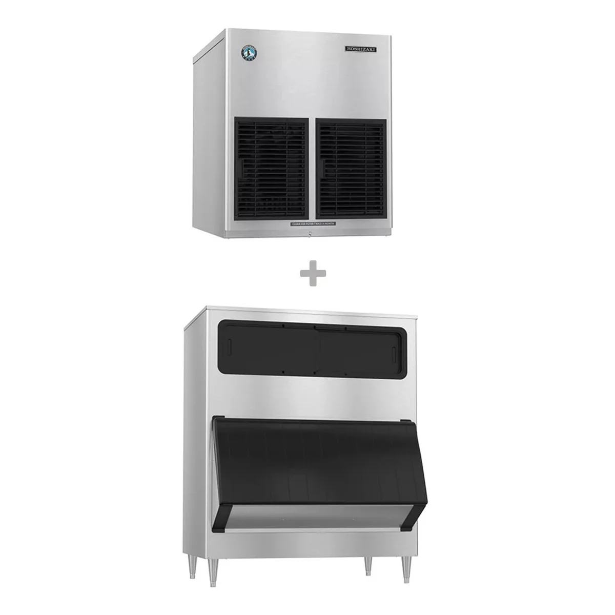 Hoshizaki F-1002MAJ/B-1300SS Air Cooled Flake 980 lb Ice Machine with Bin, 1304 lb Storage