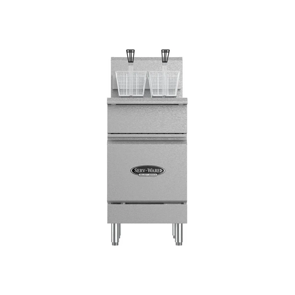 Serv-Ware SS-SGF-70N Floor Model Natural Gas Full Pot Fryer, 75 lbs, 150.000 BTU