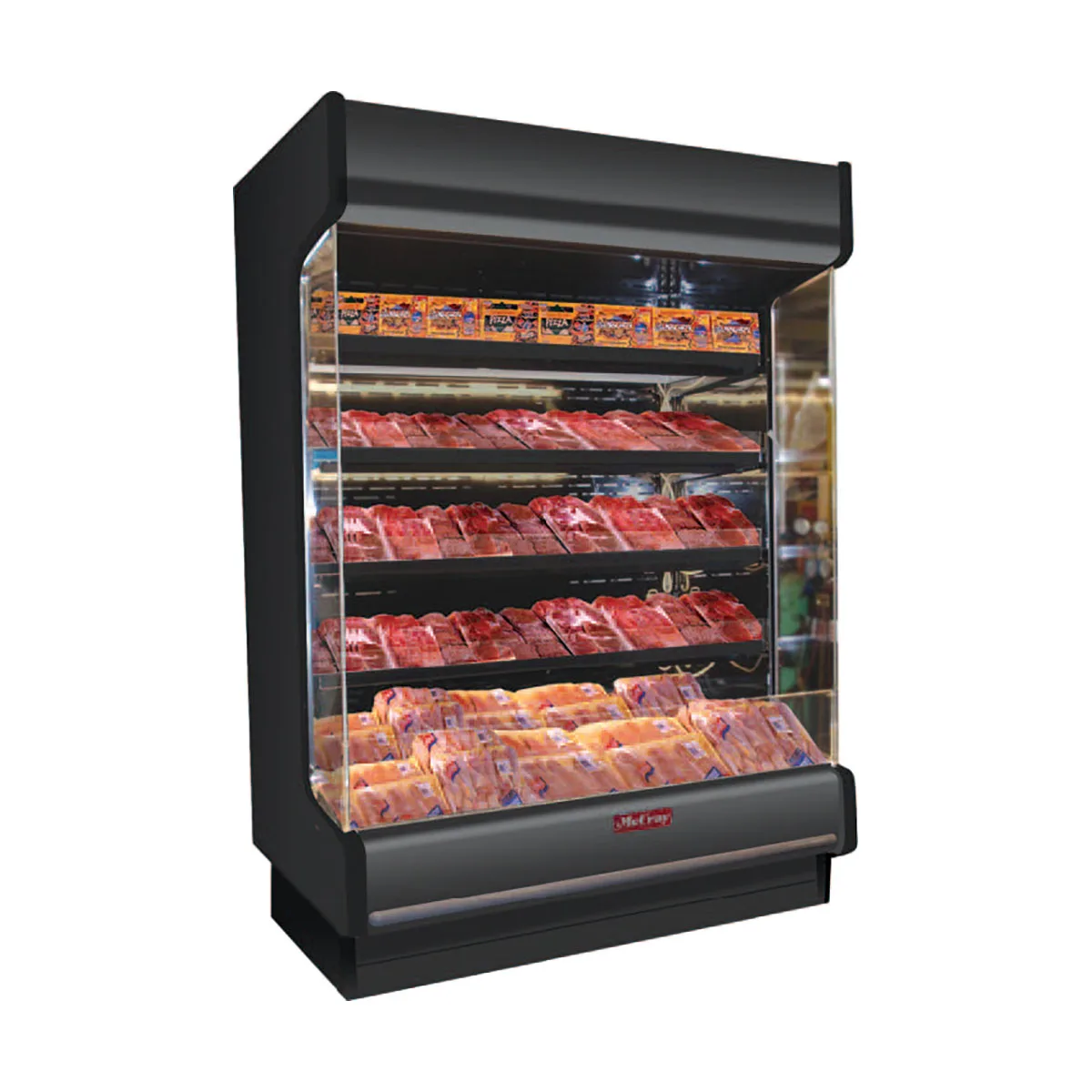 Howard-McCray R-OM35E-4-LB-B 51" Vertical Packaged Meats Low Base Open Air Merhandiser in Black, Remote