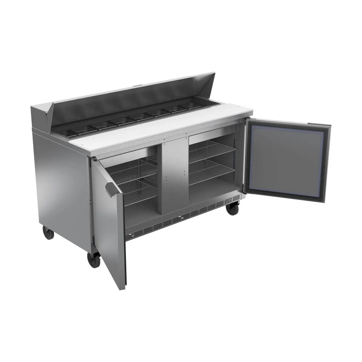 Beverage Air SPE60HC-16 60" Two Section Sandwich/Salad Prep Table w/ 2 Doors, 16 pans, 16 cu. ft.