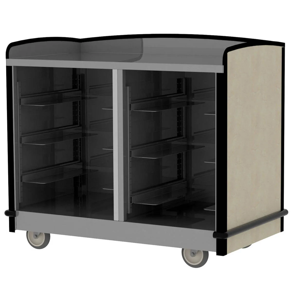 Lakeside 8704 Stainless Steel Full-Service Hydration Cart w/ Flat Top, 2 Interior Compartments